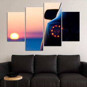 Car Silhouette at Sunset Wall Art-Stunning Canvas Prints