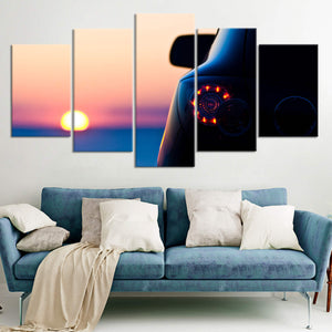 Car Silhouette at Sunset Wall Art-Stunning Canvas Prints