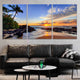 Tropical beach artwork with a breathtaking sunset view, ideal for coastal wall art decor.
