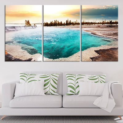 Mammoth Hot Springs Multi Panel Canvas Wall Art 3 pieces