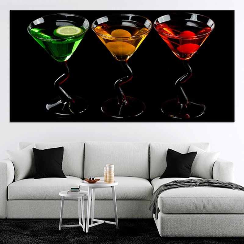 Martini Glasses Multi Panel Canvas Wall Art 1 piece