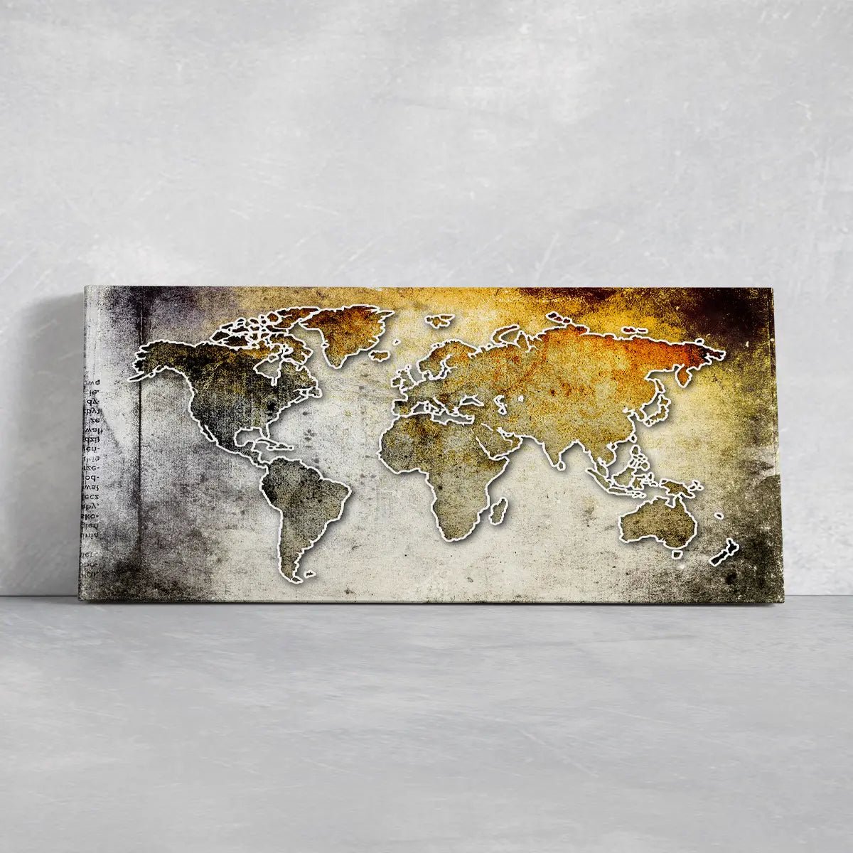 Yellow Grunge World Map Wall Art Canvas Print-Stunning Canvas Prints