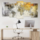 Yellow Grunge World Map Wall Art Canvas Print-Stunning Canvas Prints