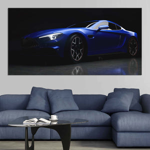 Car Canvas Wall Art, Modern Sports Car Artwork, Blue Car Canvas Prints