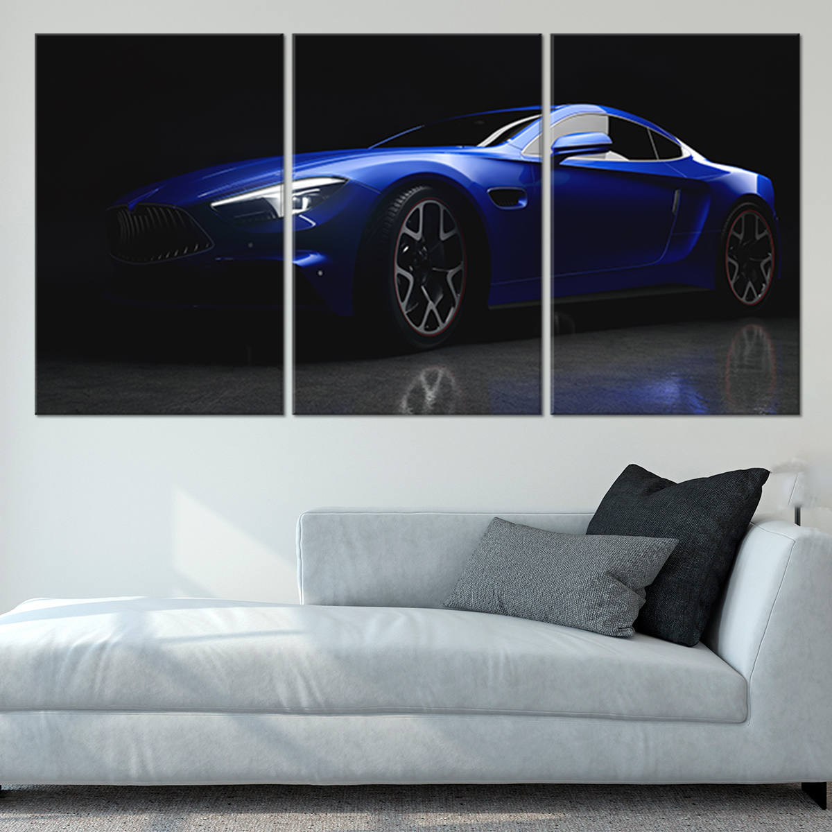 Car Canvas Wall Art, Modern Sports Car Artwork, Blue Car Canvas Prints