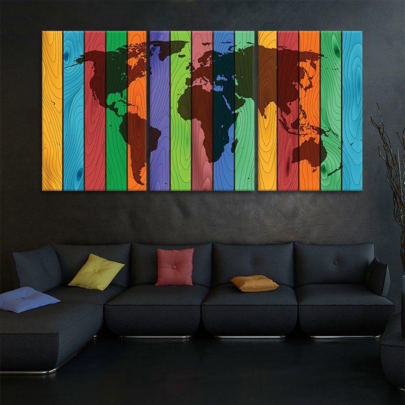 Colored World Map Wall Art Canvas Print-Stunning Canvas Prints