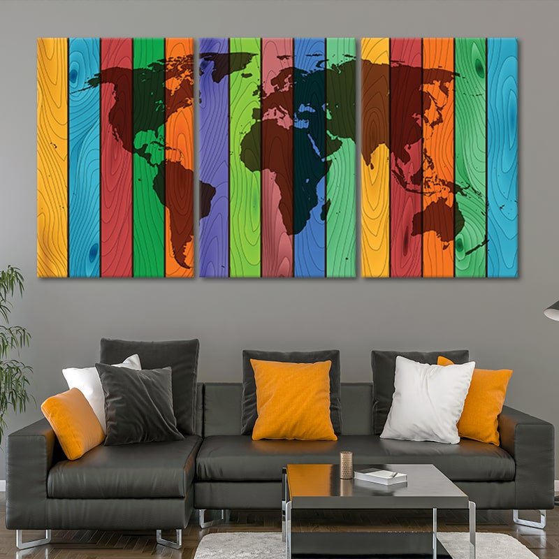 Colored World Map Wall Art Canvas Print-Stunning Canvas Prints