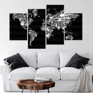 Musical World Map Wall Art Canvas Print-Stunning Canvas Prints