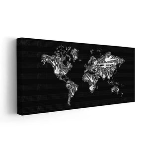 Musical World Map Wall Art Canvas Print-Stunning Canvas Prints
