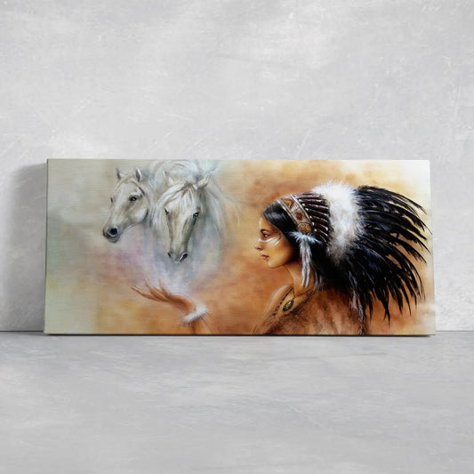 Native American warrior portrait canvas wall art for living room wall art, earthy tones create an inspiring cultural focal point