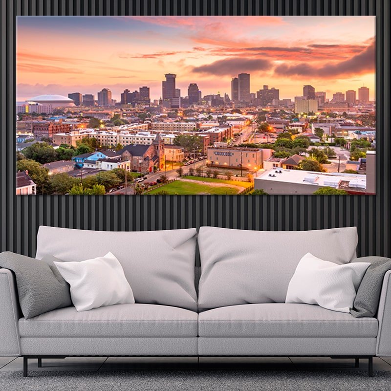 New Orleans At Sunset Skyline Wall Art Canvas-Stunning Canvas Prints