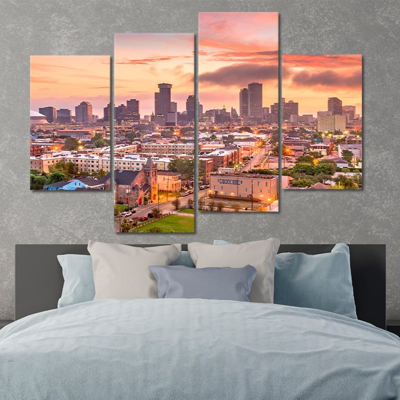 New Orleans At Sunset Skyline Wall Art Canvas-Stunning Canvas Prints