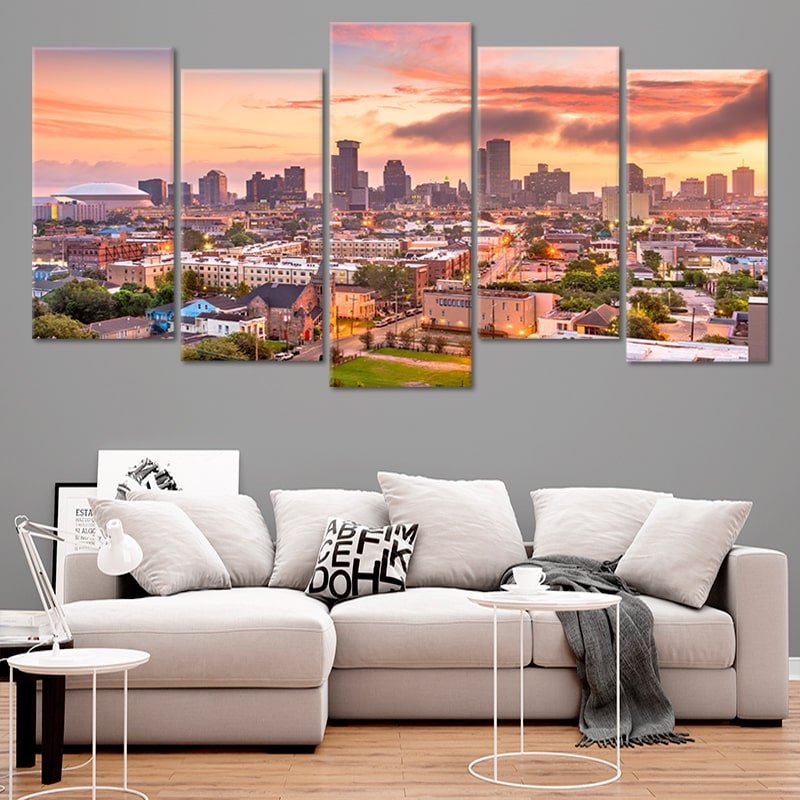 New Orleans At Sunset Skyline Wall Art Canvas-Stunning Canvas Prints