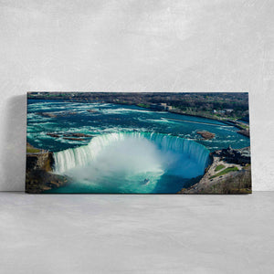 Ocean-inspired landscape artwork capturing the beauty of nature's powerful waterfall.