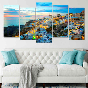 Oia Santorini Sunset Canvas Wall Art-Stunning Canvas Prints