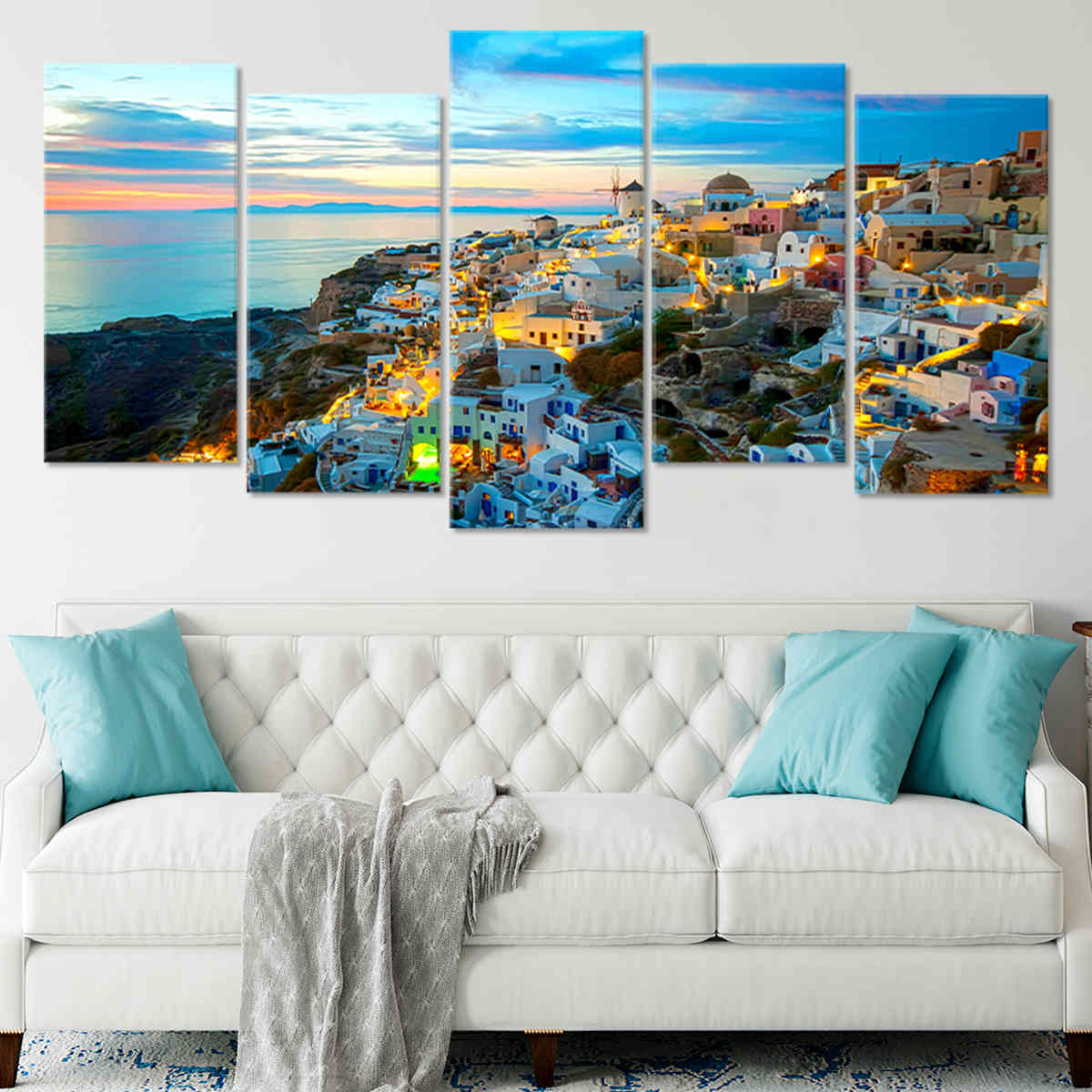 Oia Santorini Sunset Canvas Wall Art-Stunning Canvas Prints