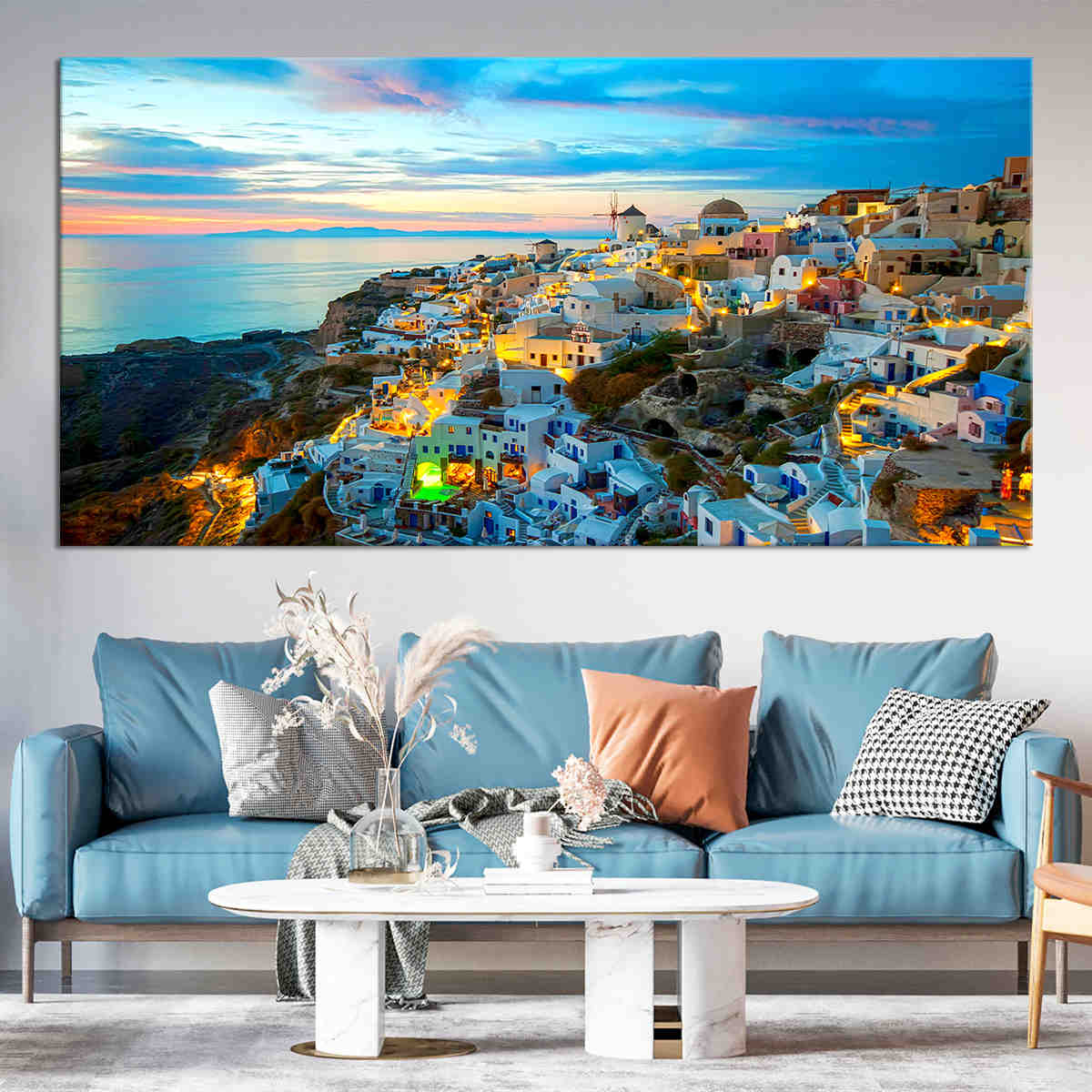 Oia Santorini Sunset Canvas Wall Art