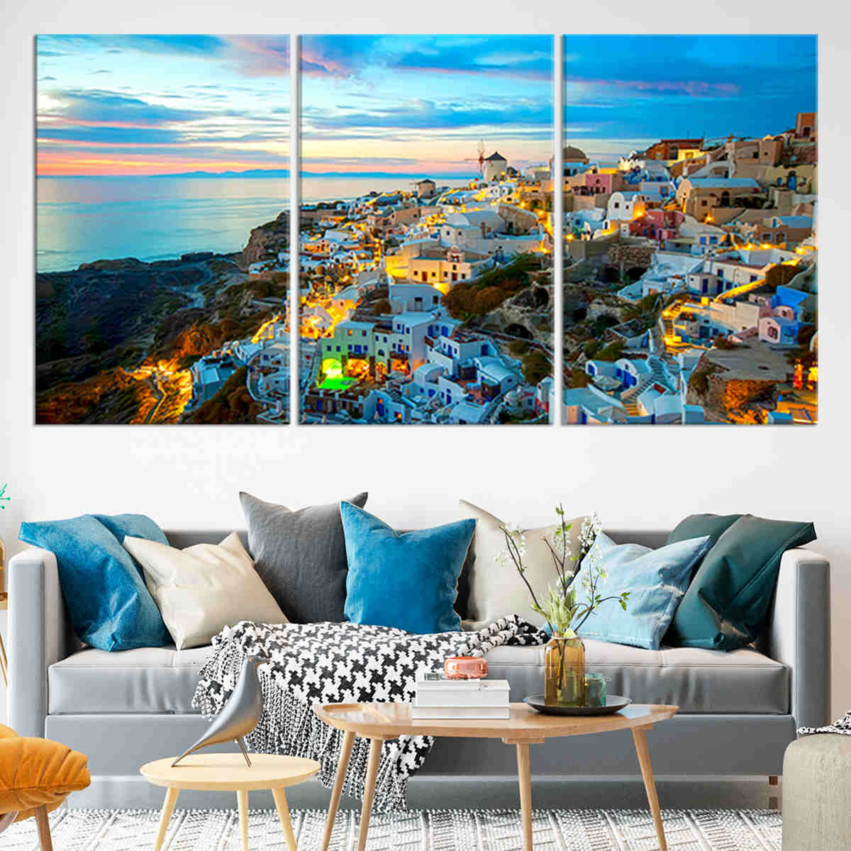 Oia Santorini Sunset Canvas Wall Art-Stunning Canvas Prints