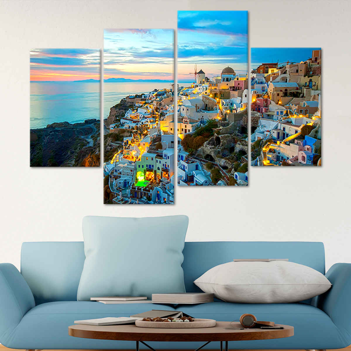 Oia Santorini Sunset Canvas Wall Art-Stunning Canvas Prints