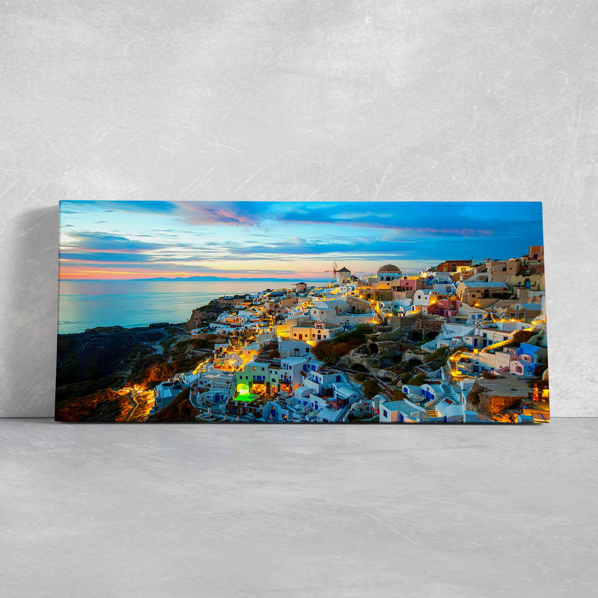 Oia Santorini Sunset Canvas Wall Art-Stunning Canvas Prints