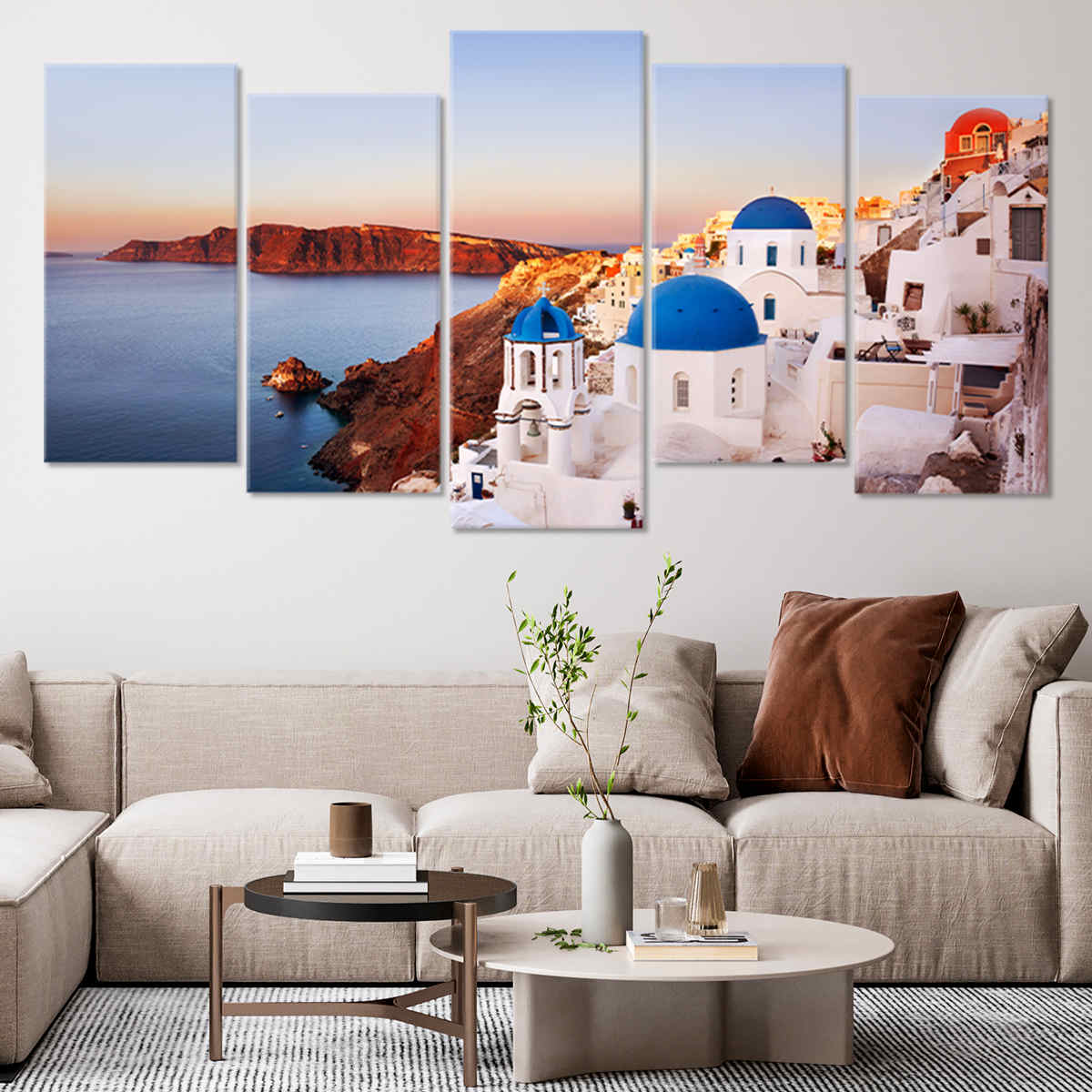 Santorini Greece Skyline Canvas Wall Art