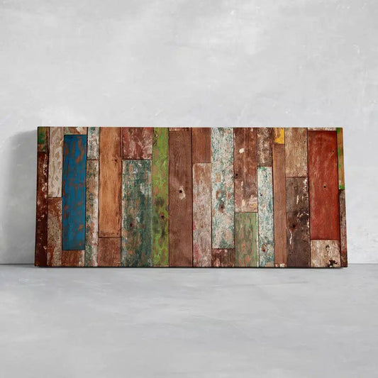 Weathered wood mosaic texture — Large canvas art in coastal decor style, relaxed tones suit coastal canvas print gifting