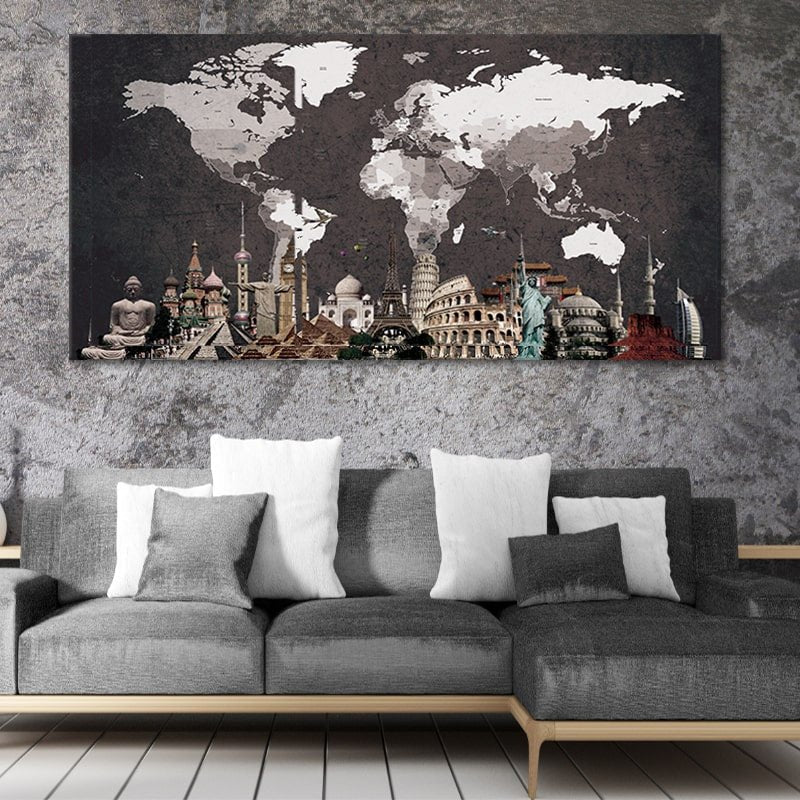 decorative wall maps of the world