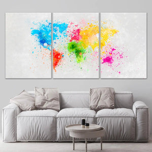 Colorful Watercolor World Map Wall Art-Stunning Canvas Prints