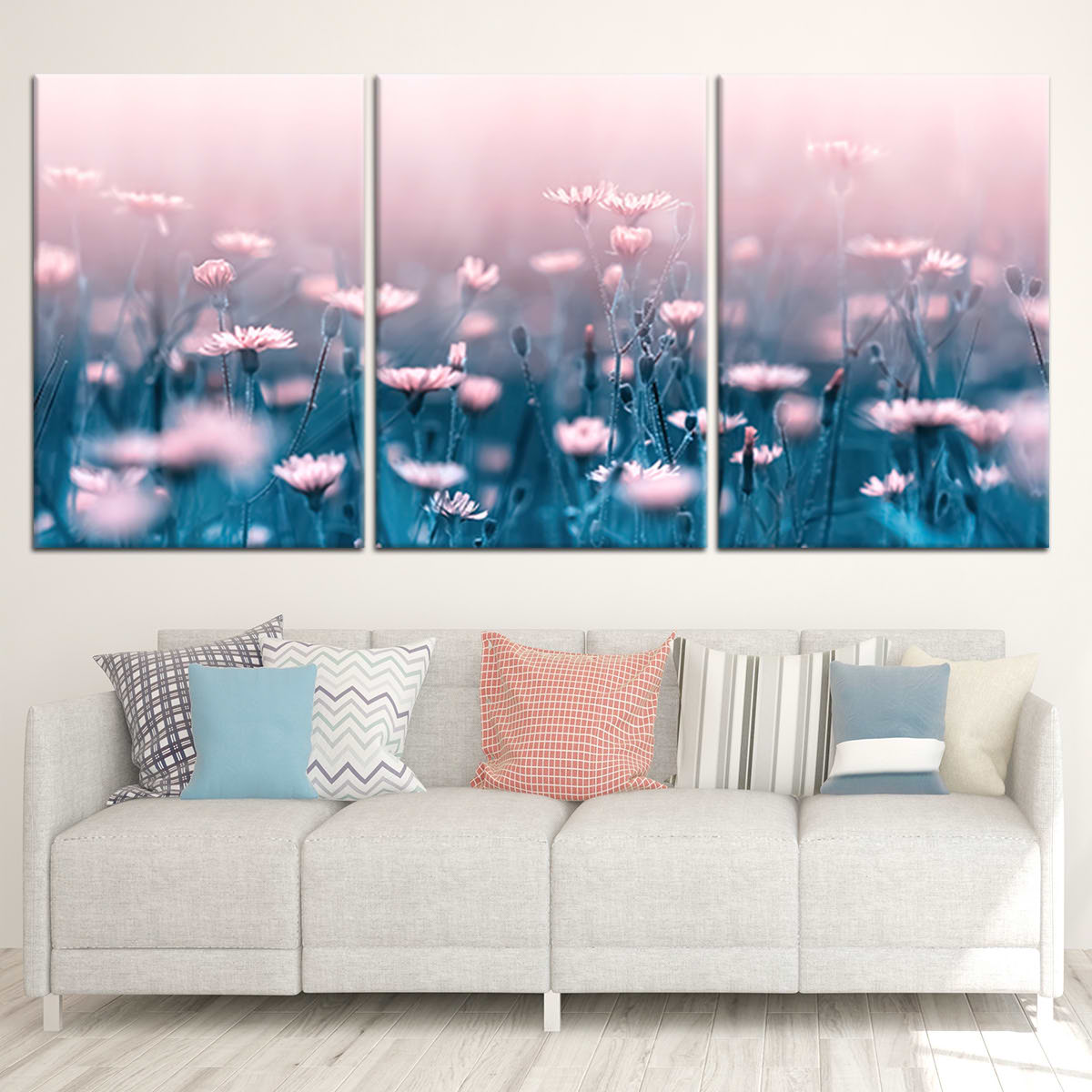 Pale Pink Flowers Wall Art Canvas
