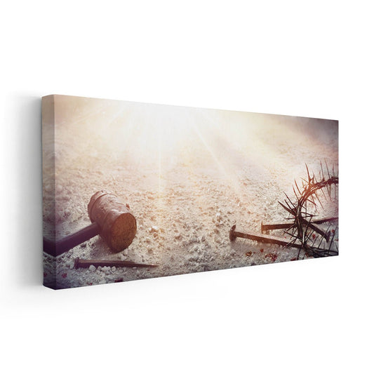 Passion of Christ Canvas Wall Art, crown of thorns artwork, resurrection artwork, biblical canvas