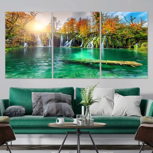Autumn Forest Waterfall Wall Art Canvas-Stunning Canvas Prints