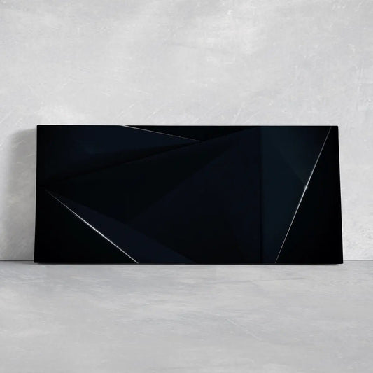 Polygonal geometric luxury canvas wall art for living room, dark minimalist panels creating an inspiring modern statement decor
