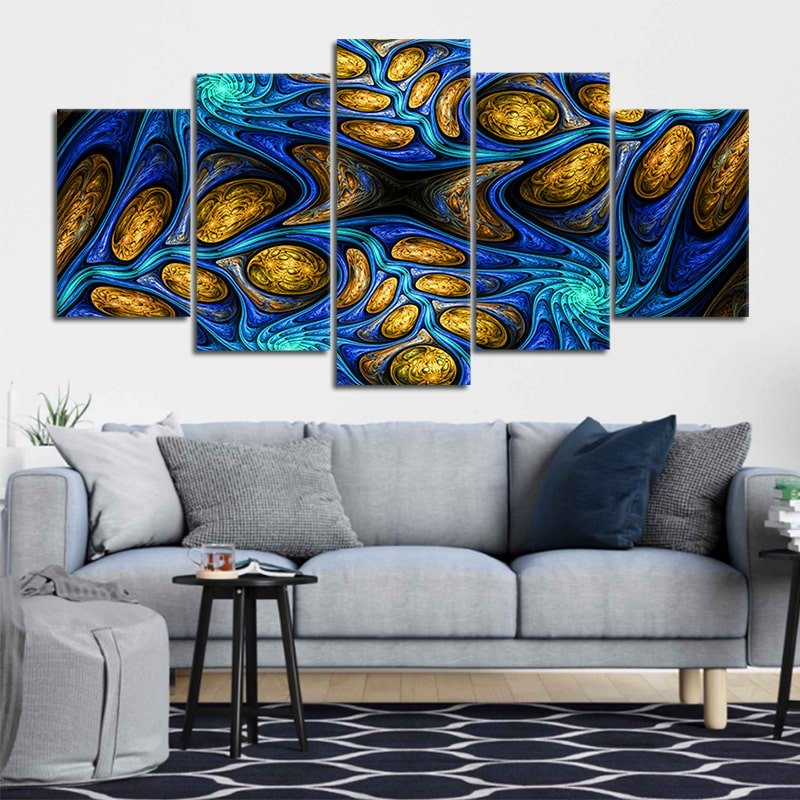 Psychedelic Abstract Fractal 5 piece canvas art