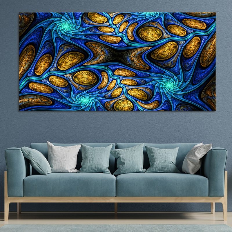 Stylish Panoramic Canvas Prints Abstract Fractal on Leather Wall