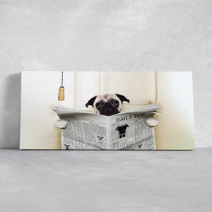 Pug Sitting On Toilet Wall Art Canvas Print-Stunning Canvas Prints