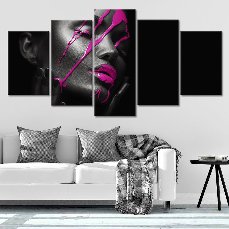 Purple Lipstick Drip Panel Canvas Wall Art 1 piece