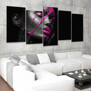 Purple Lipstick Drip Panel Canvas Wall Art 5 pieces