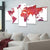 Red World Map Multi Panel Canvas Wall Art 3 piece