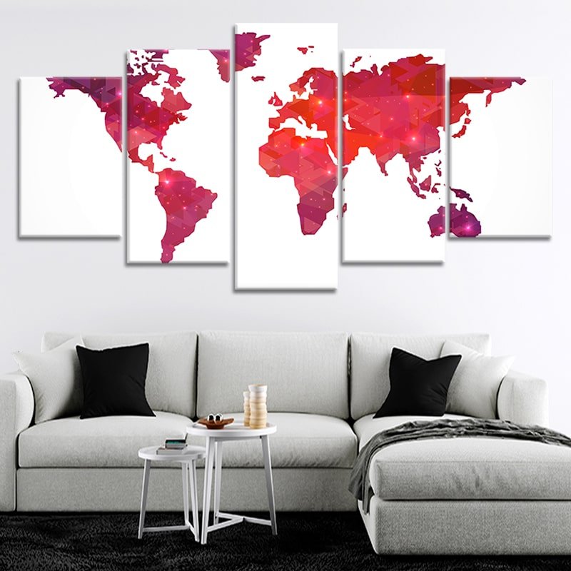 Red White World Map Wall Art-Stunning Canvas Prints