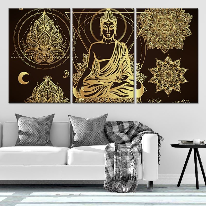 Relaxed Buddha Multi Panel Canvas Wall Art 3 pieces