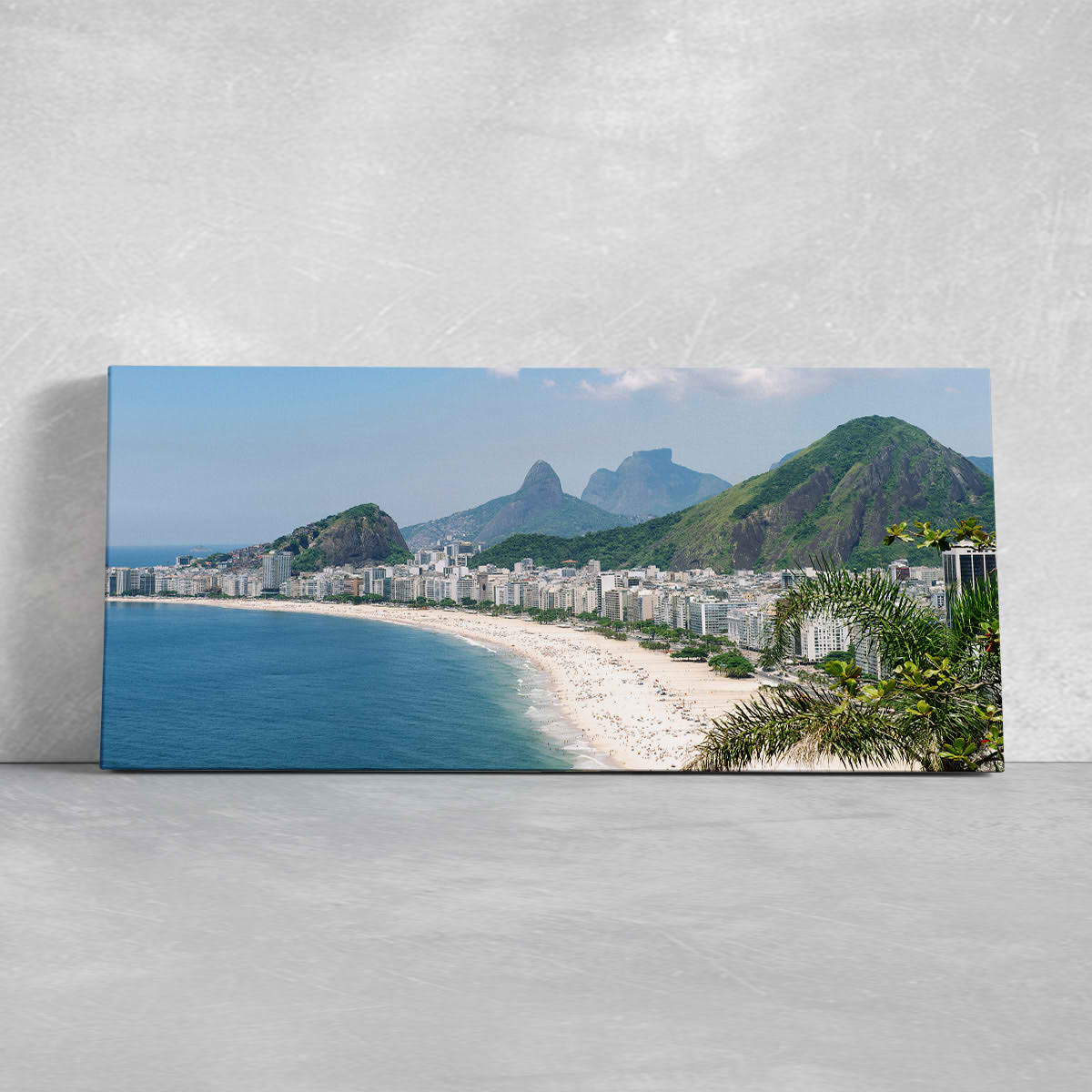 Coastal wall art for bedroom featuring Rio’s iconic beach skyline.
