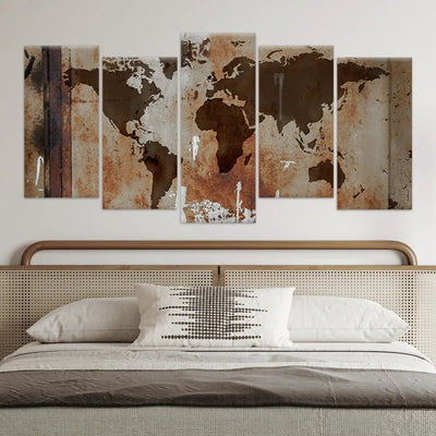 Rusty World Map Wall Art-Stunning Canvas Prints
