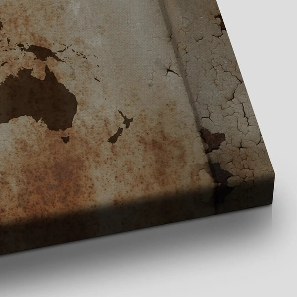 Rusty World Map Wall Art Multi Panel Canvas | Stunning Canvas Prints