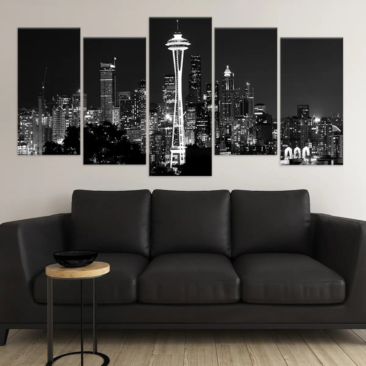 Black And White Seattle Skyline Wall Art Canvas-Stunning Canvas Prints