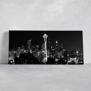 Black And White Seattle Skyline Wall Art Canvas-Stunning Canvas Prints
