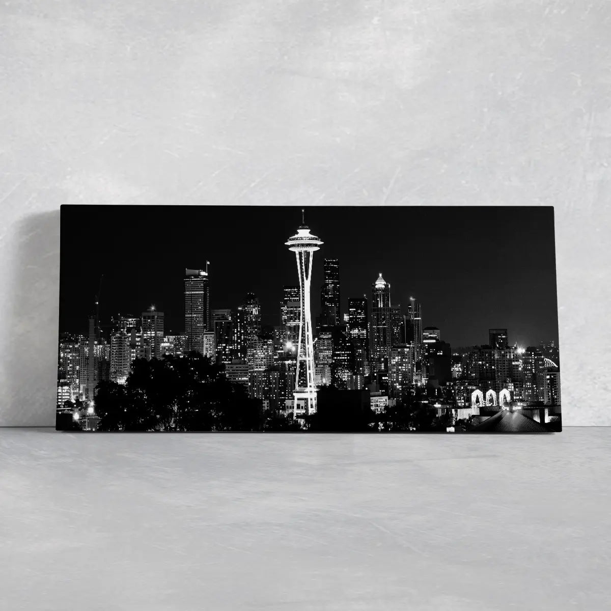Black And White Seattle Skyline Wall Art Canvas-Stunning Canvas Prints