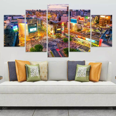 Shibuya Crossing Skyline Tokyo Wall Art-Stunning Canvas Prints