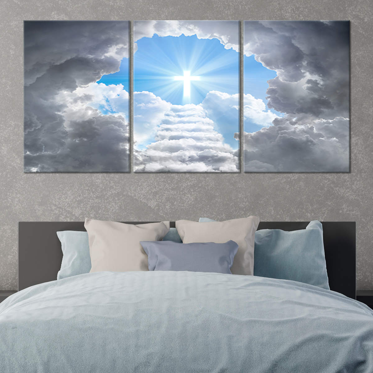 Stairs Leading To Cross Of Light Wall Art