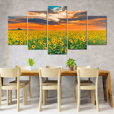 Sunflower Field On Sunset Wall Art