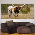 Longhorn In The pasture Wall Art-Stunning Canvas Prints